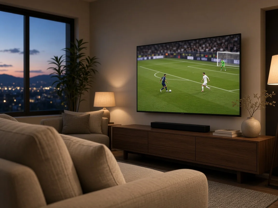 Falaj Cast IPTV on a living room TV